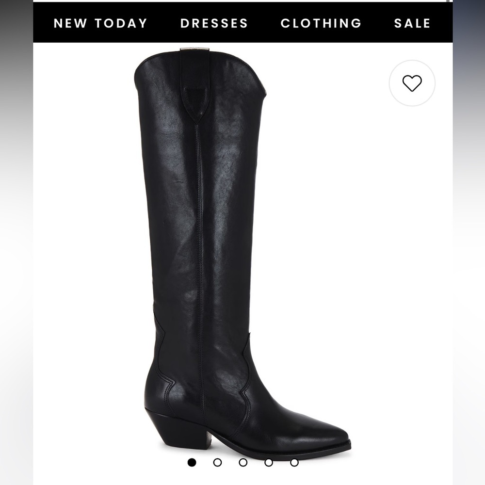 Isabel Marant Black Leather Knee-High Western Boots
